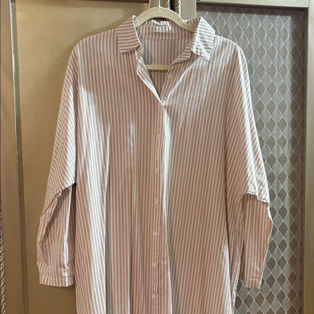 NEW didn’t come W tags  Price for 1 Striped tan Maxi Shirt Dress - Picture 4 of 5